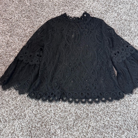 Rains Tops - Rains Black Boxy Embellished Blouse